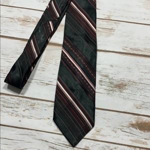 tex tan vintage shiny Black striped tie